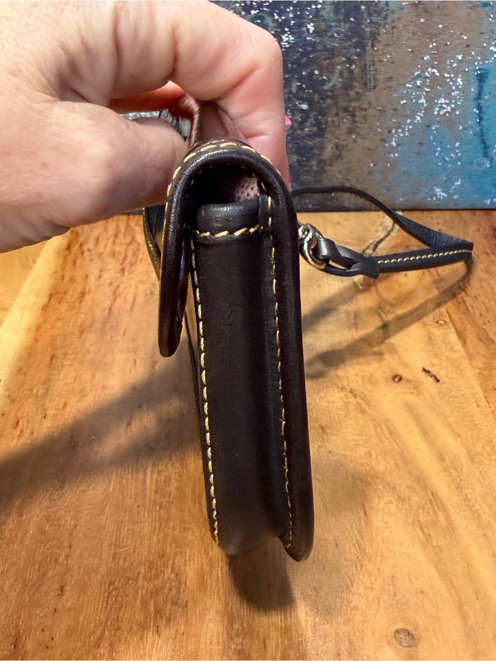 Dooney & Bourke Vintage Y2K Croc Embossed Leather Wristlet Mahogany - Picture 10 of 11